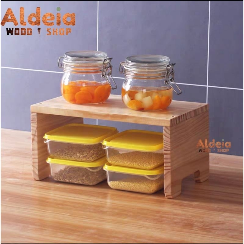 Porta Tempero Cozinha Mesa Organizador Potes Organizador de Cozinha Madeira Pinus