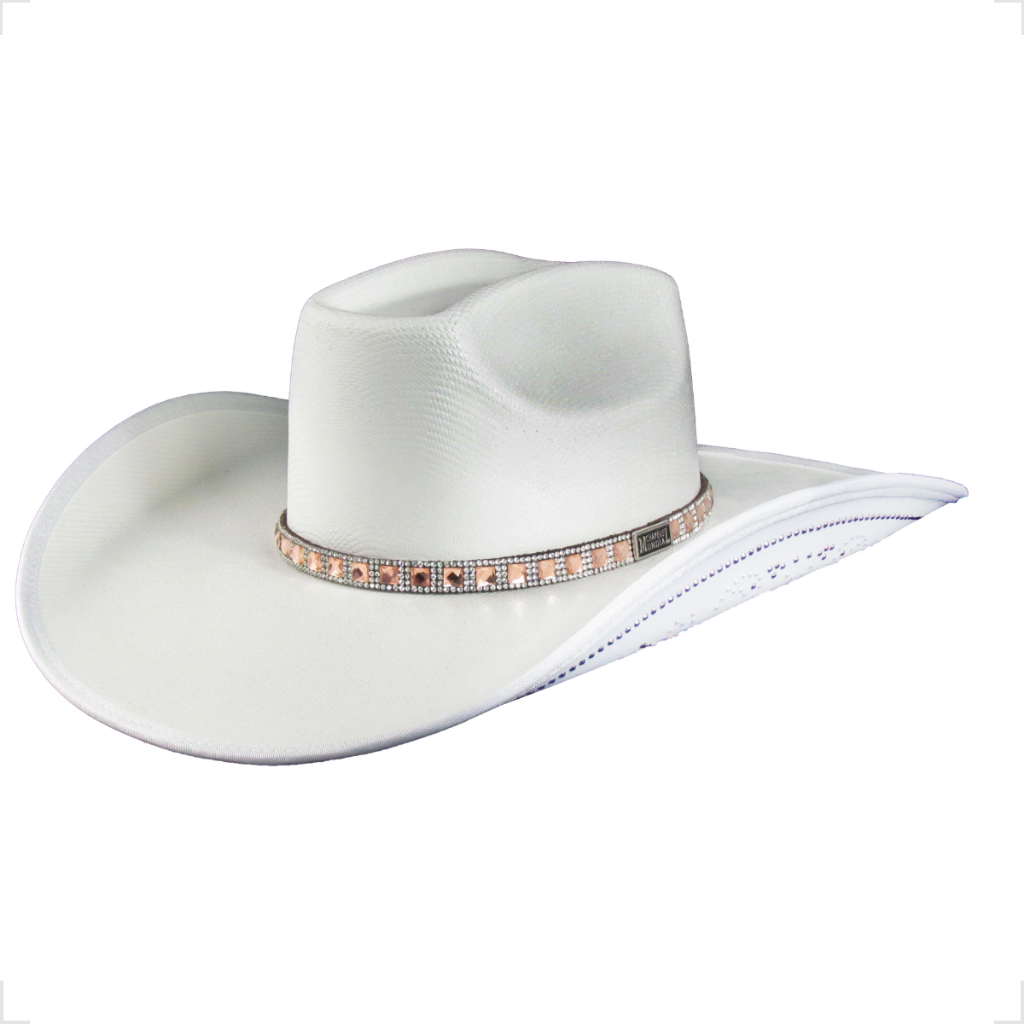 Chapéu Country Feminino Branco com Brilho e Strass na Aba A | Shopee Brasil