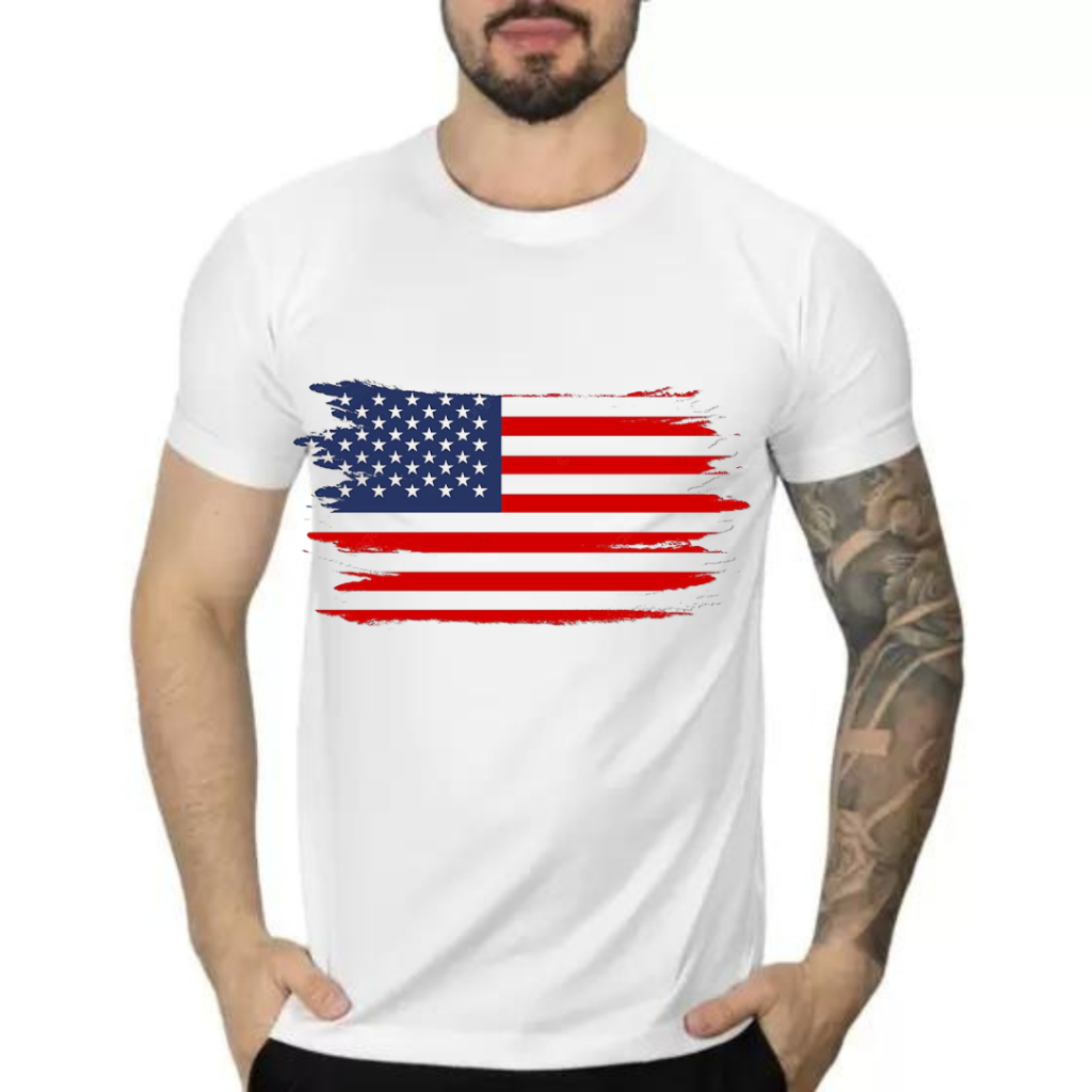 Camiseta Camisa Longline Masculina Caveira Estados Unidos USA