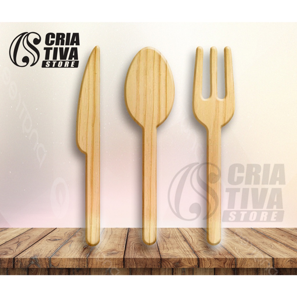 GARFO COLHER FACA DECORATIVA PARADE MADEIRA GASTRONOMIA | Shopee Brasil