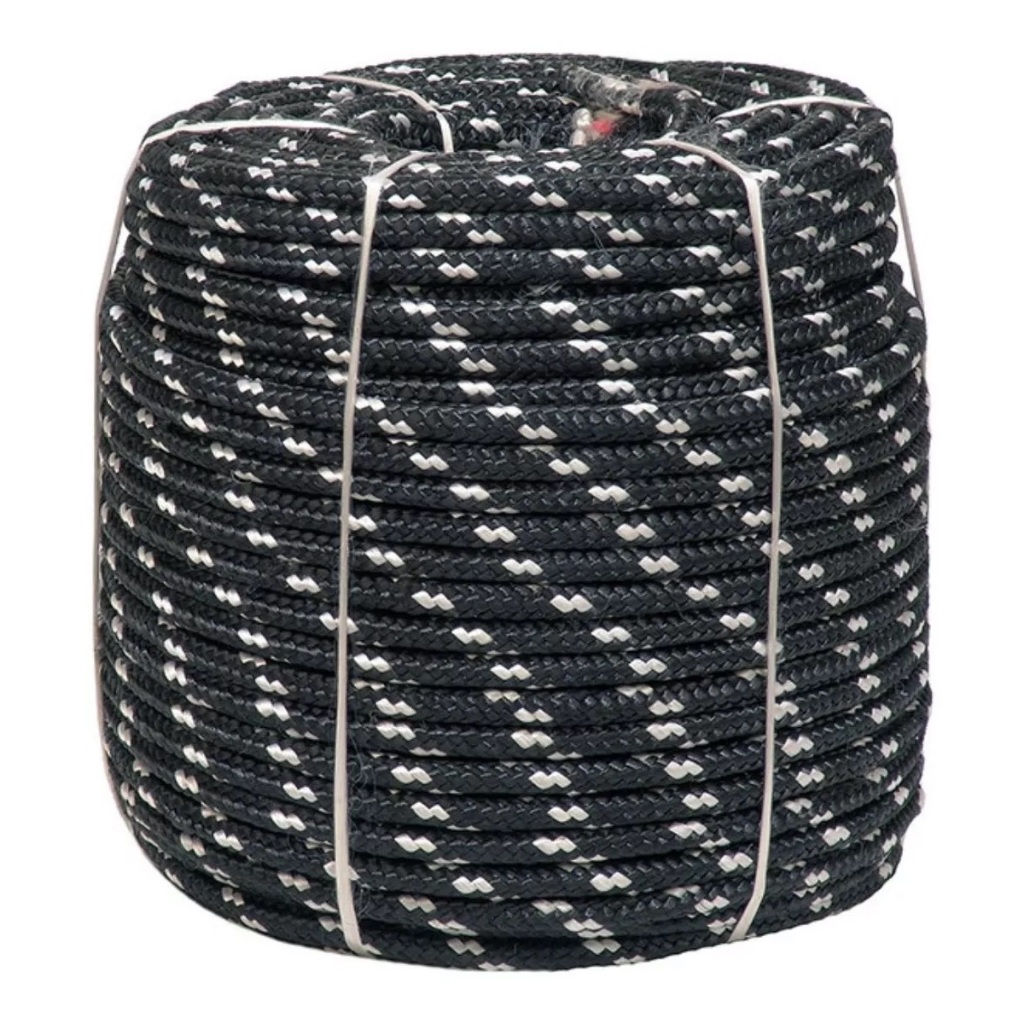 Corda Rolo 8mm 240 Metros Preta Balanço Amarração Carga Cobertura Caminhão