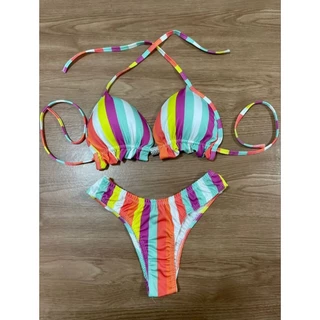 Biquíni Cortininha bojo Asa Delta feminino várias Cores Onça Girassol
