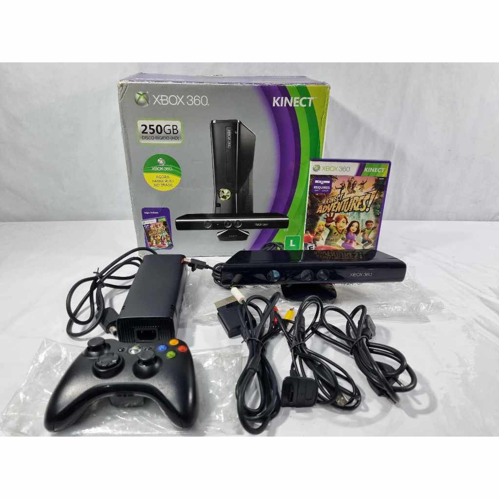 Console Xbox 360 Slim 4GB - Bloqueado - Kinect - Semi Novo, Game Center  World