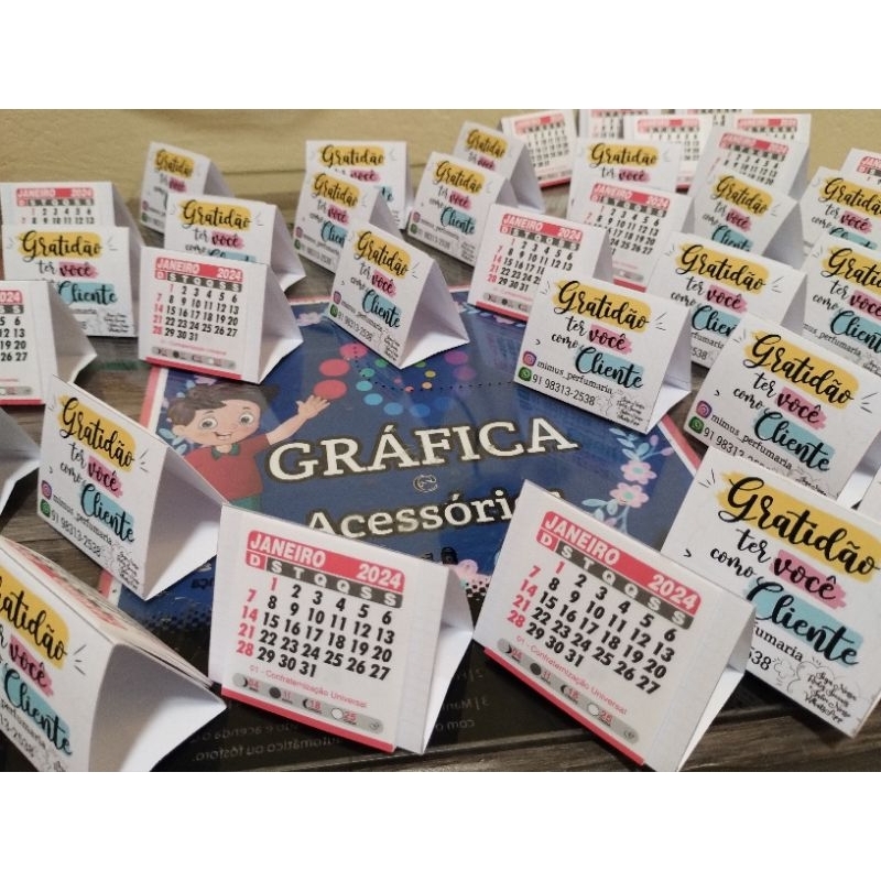 50 Mini Calendário de Mesa 2024 Personalizado