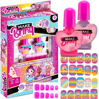 Conjunto de esmalte de unha para meninas, 28 peças de esmalte para unhas  para crianças de 3,4,5,6,7,8 anos, inclui adesivos, glitter, separador e  mais