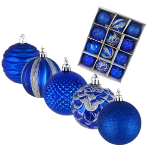 Kit Bola de Natal Decorada tamanho 06 cm Azul - TOP
