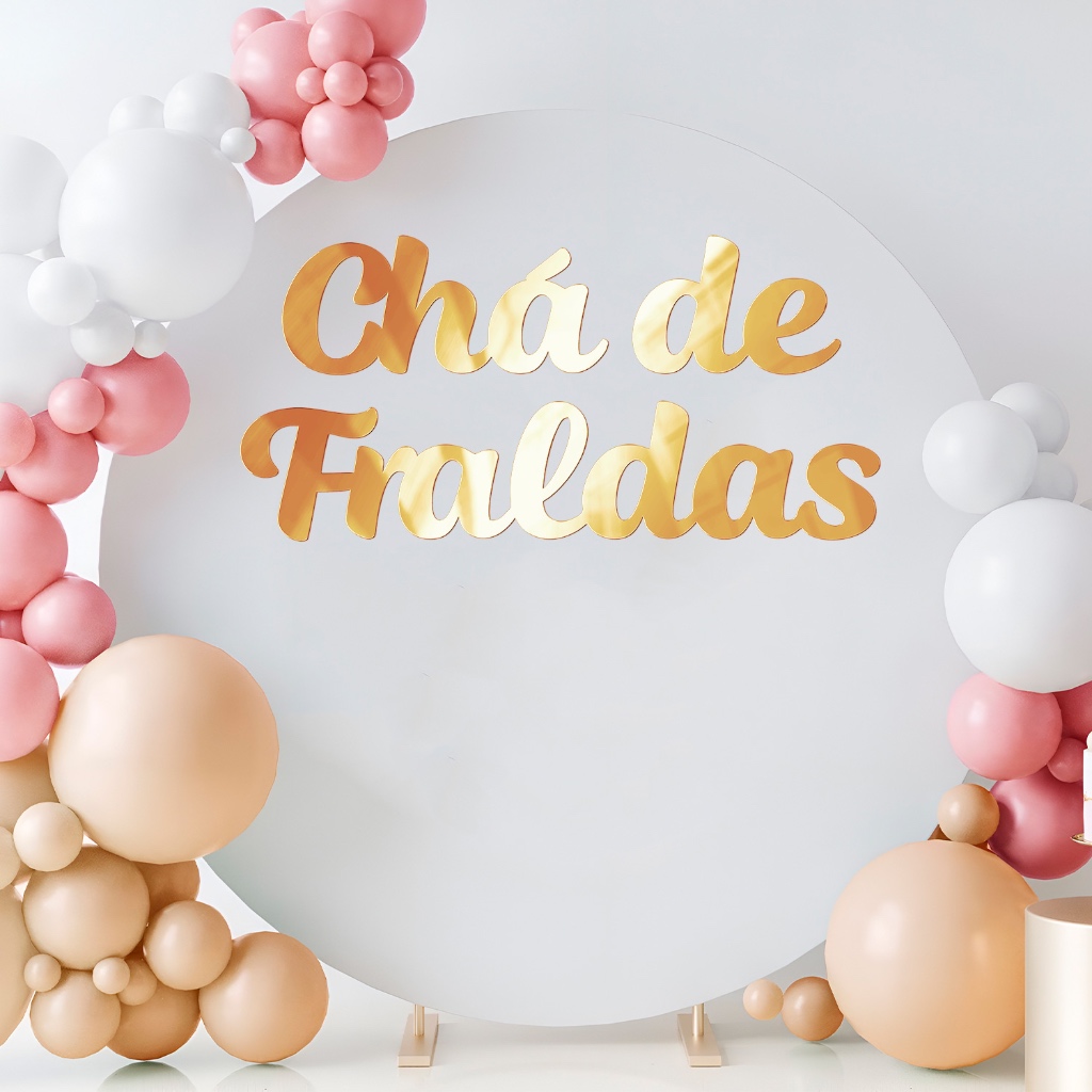 Decora o de Ch Fralda em Acr lico Espelhado Dourado Prata Menina Menino