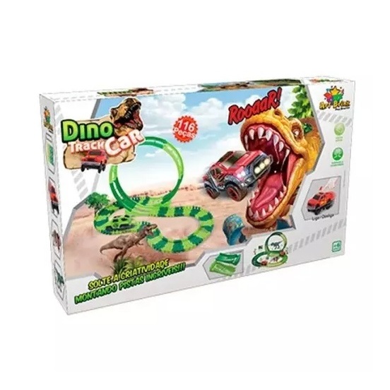 Pista Dino Dinossauro Track Car Infantil Radical Carro 252 peças T