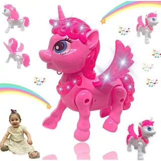 Cavalinho unicórnio Pônei De Brinquedo Anda Com Som E Luz Musical