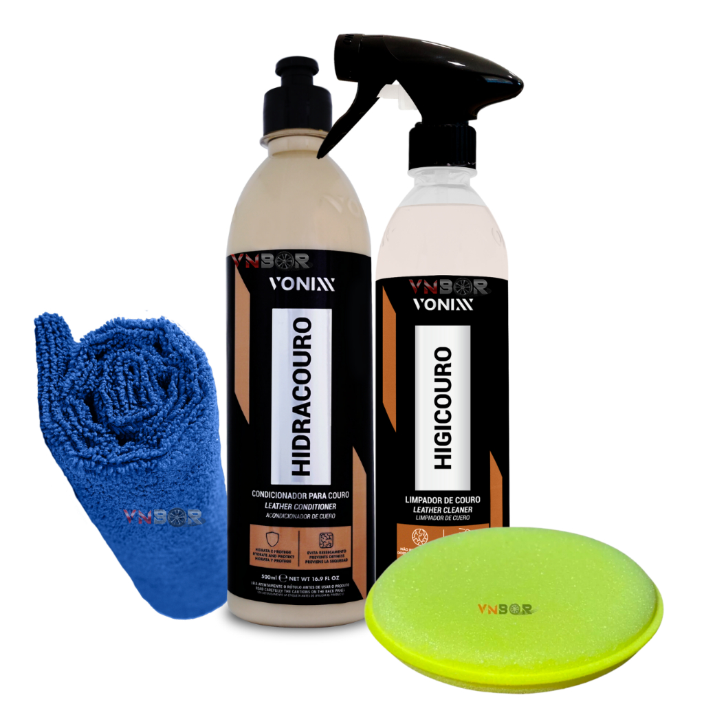 Kit Limpeza de Couro HIDRACOURO + HIGICOURO 500ml VONIXX