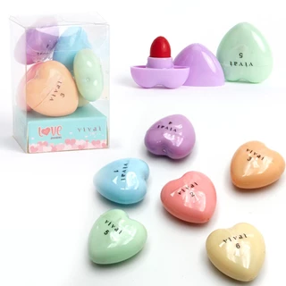 Batom de Coração 6 Cores, Love Pocket Teen, Diversas Cores, Hidratação, Longa Duração Batons Vivai