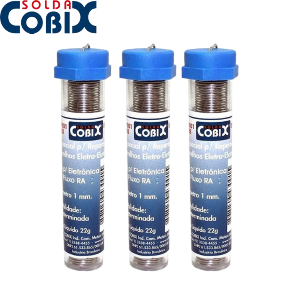 Kit 03 Tubos Solda Estanho 1mm 63x37 1.0mm C/ Fluxo - Cobix
