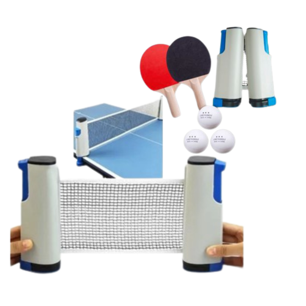 Kit Tênis De Mesa Ping Pong 1 Rede Retrátil 3 Bolinhas 2 Raquetes