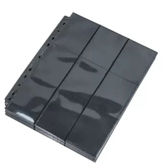 Folha para Fichário 9 Bolsos Side Load 11 Furos Preta para Magic e Pokémon