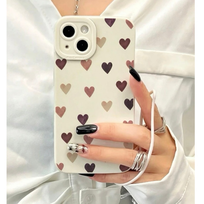 Capinha de iPhone 7 8 Plus X Xs Xr 11 12 13 14 15 Pro Max Capa Para Celular Apple Case Com Cordinha Salva Telefone Corações Feminina Protege Câmera Alta proteção impacto