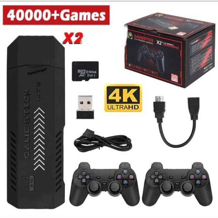 Console Game Stick 4k X2 64GB 37000 MIL Jogos + 2 Controles a Pronta Entrega