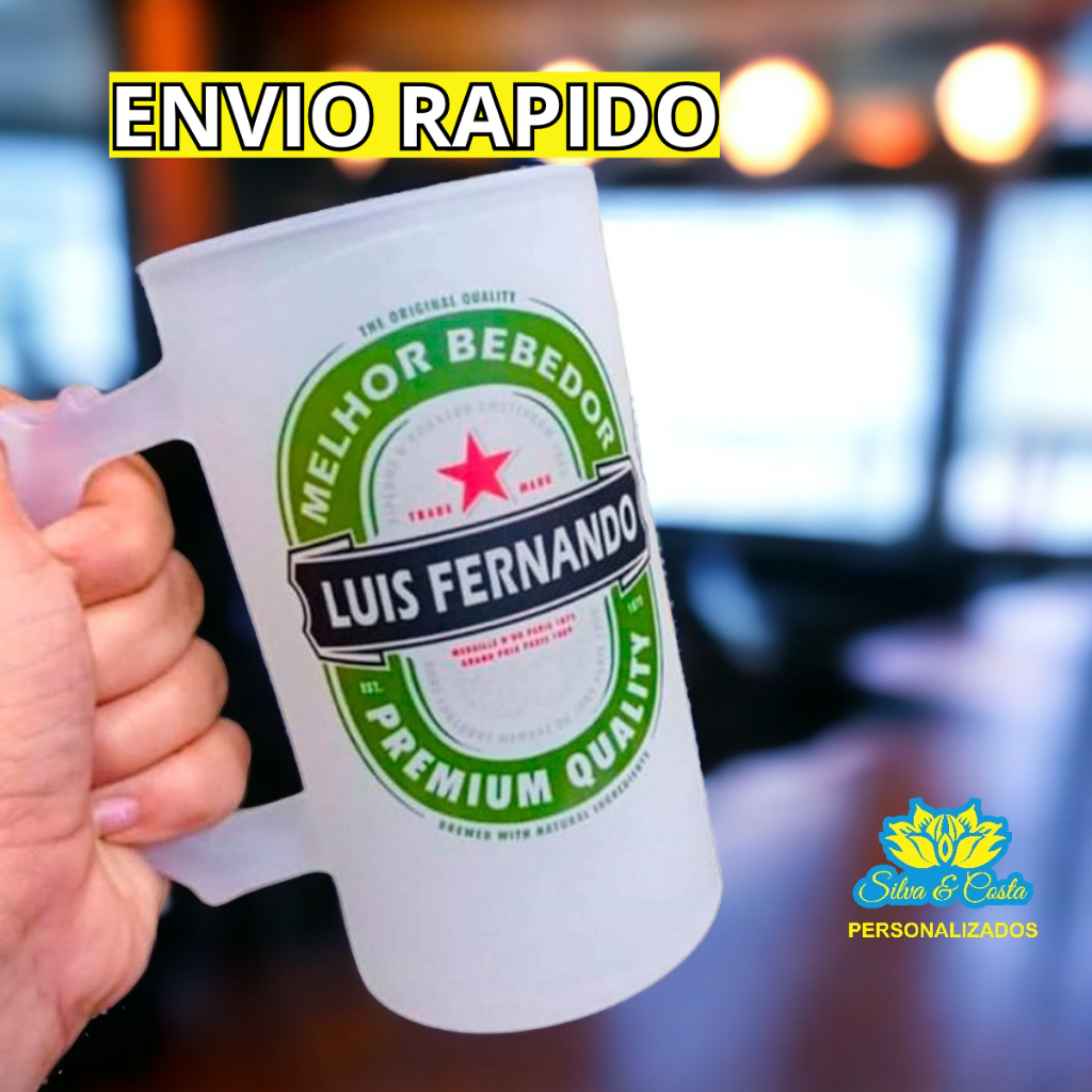 Caneca de Chopp Personalizada em Vidro Fosca jateada Crie sua Experiência Única