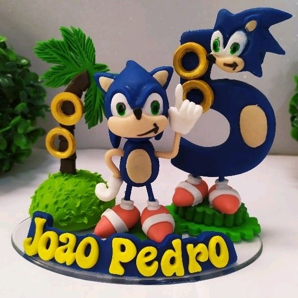 Topo De Bolo / Vela: Sonic Correndo (biscuit)