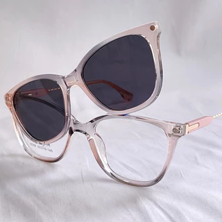 Armação de óculos Feminino Clipon 2 EM 1 Armação + Solar /Para rosto Pequeno /Polarizado / Com estojo é flanela 6568