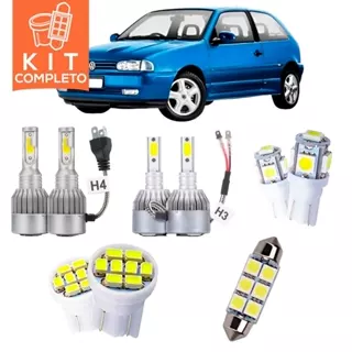 Kit LEDs Gol G2 G3 G4 Lâmpadas T10 Pingo Cambu Torre H4 H3