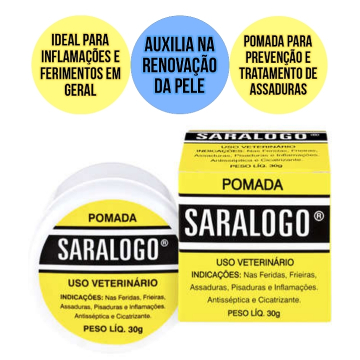 Pomada Cicatrizante Saralogo Cachorro Gato Pet 30g Todos os Tamanhos ...