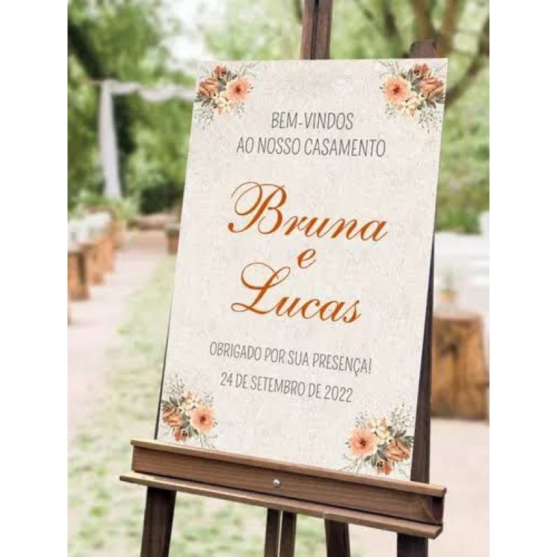 Quadro Placa Recepção De Casamento Bem-vindos 70x50 promoção
