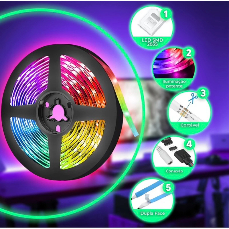 FITA LED 5M RGB | Shopee Brasil