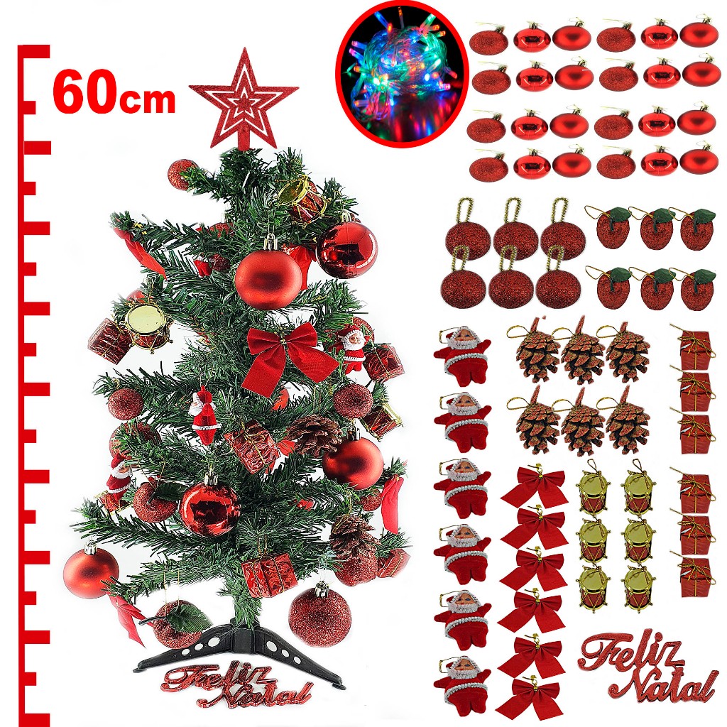 Árvore Natal Decorada Pequena 60cm Linda Barato - Rio Master - Árvore de  Natal - Magazine Luiza