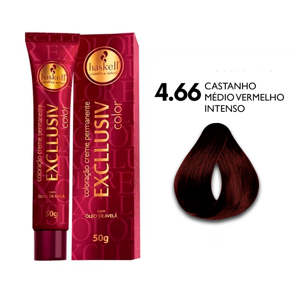 Coloração Creme Permanente 4.66 Castanho Médio Vermelho Intenso ...