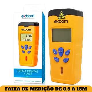 Trena Digital A Laser Com Nível 18 Metros Uso Profissional e Doméstico Exbom TEM-D15 Display LCD