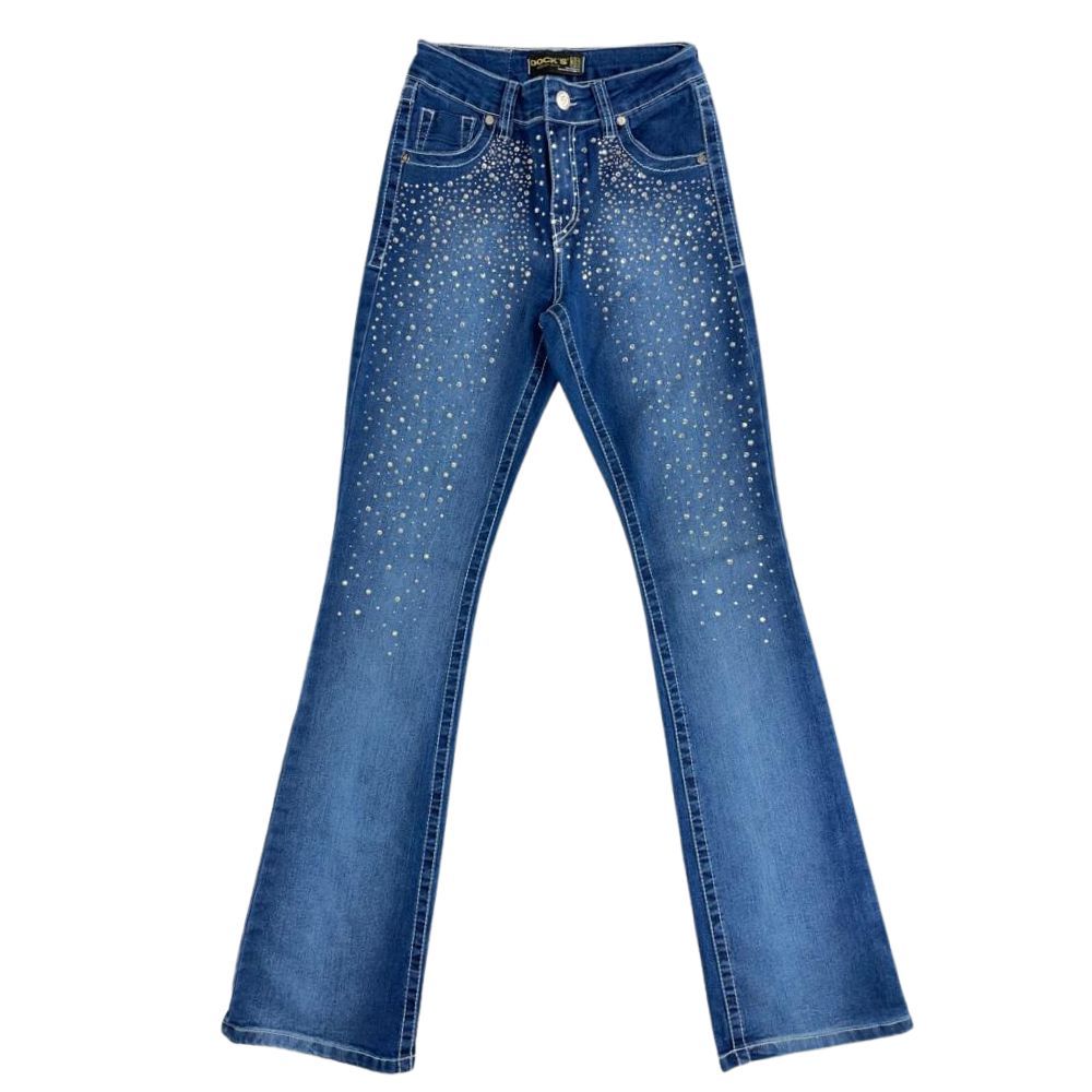 Calça Jeans Country Feminina Original Dock's Flare Bordado Com