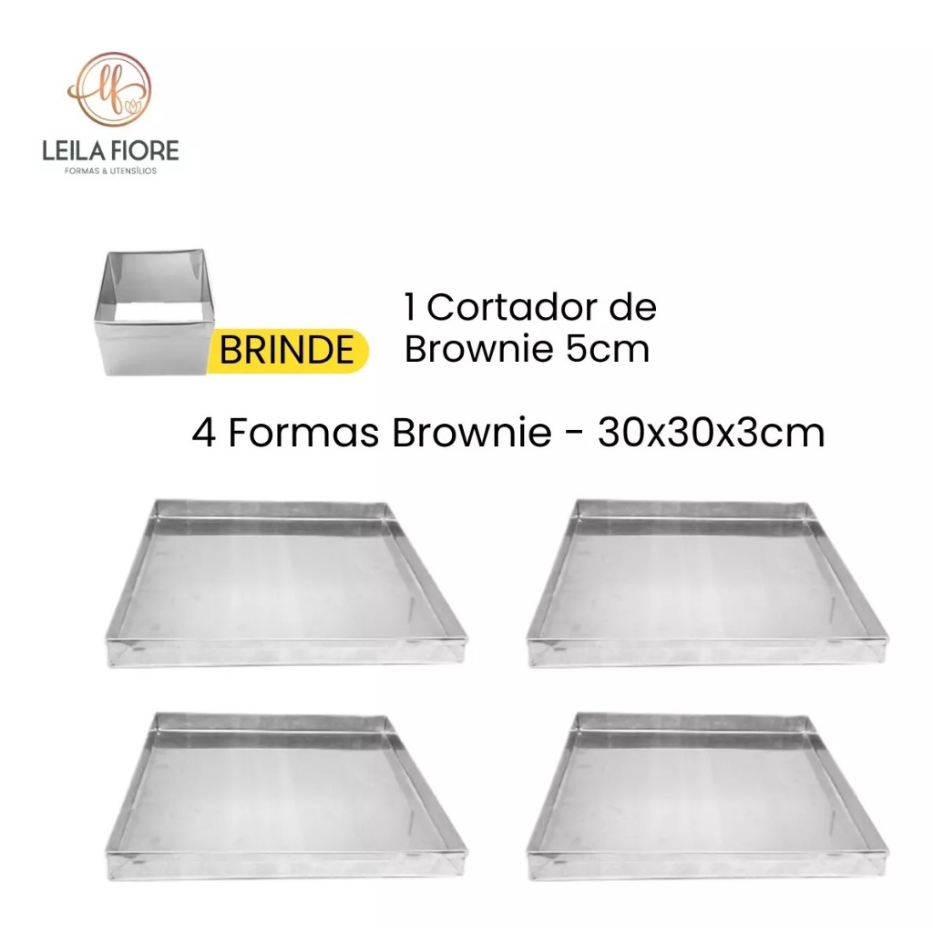 Forma Brownie 30x30x3 - 4 Unidades