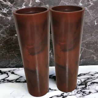 Kit 2 Vasos para Plantas Luxo Coluna Ibiza efeito Marmorizado Decorativo Polietileno