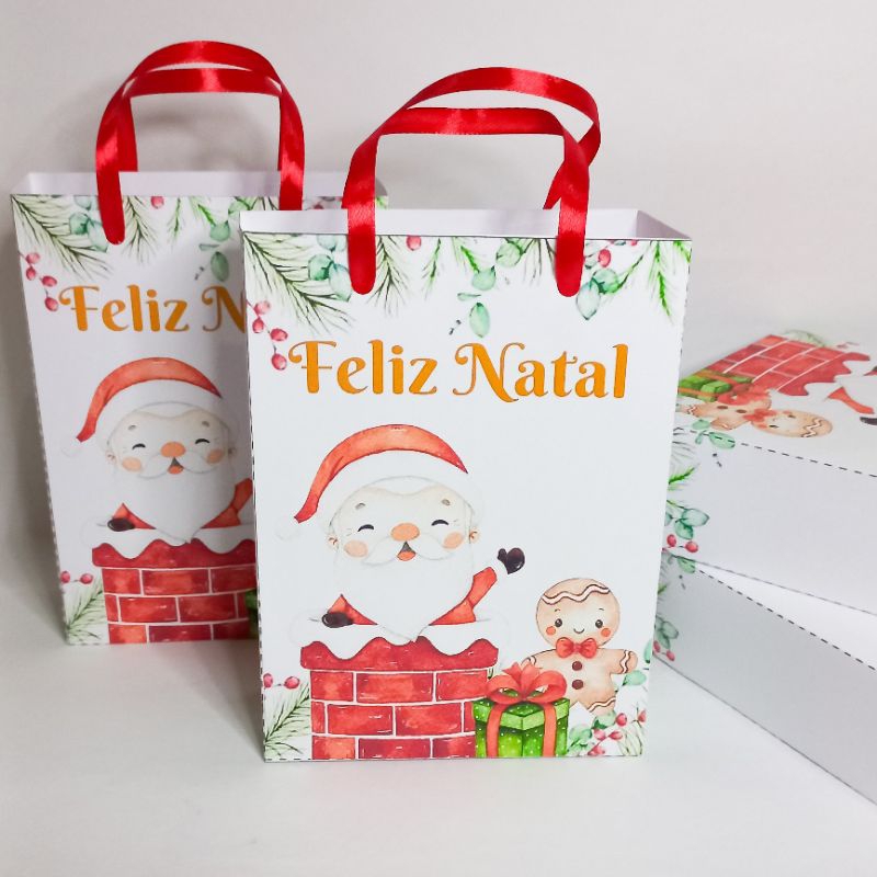 KIT SACOLINHAS PERSONALIZADAS FELIZ NATAL - PEQUENAS - IDEAL PARA ...