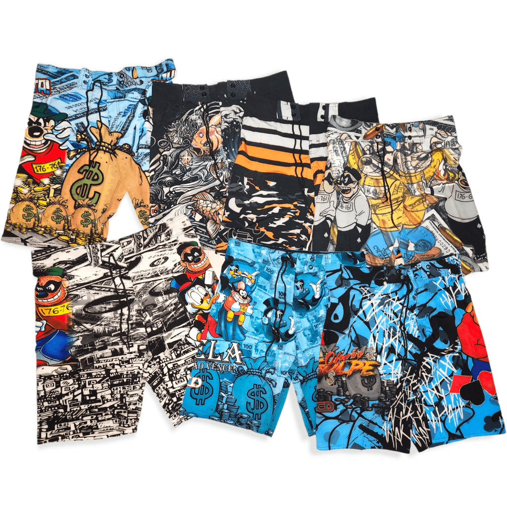 Kit 10 Bermudas Desenho Quebrada Short Mandrake Caveira