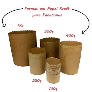Formas para Panetones em Papel Kraft Natural Pacote 10 Unidades
