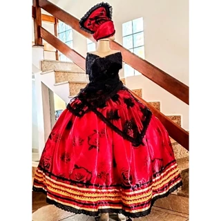 Roupa Pombogira Maria Padilha - Roupa para Pombogira Vermelho e Dourado