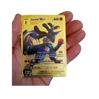 NEW Pokemon Cards Lucario VMAX 460 Gold Metal shiny Pokémon Card Tcg Kids  Gift