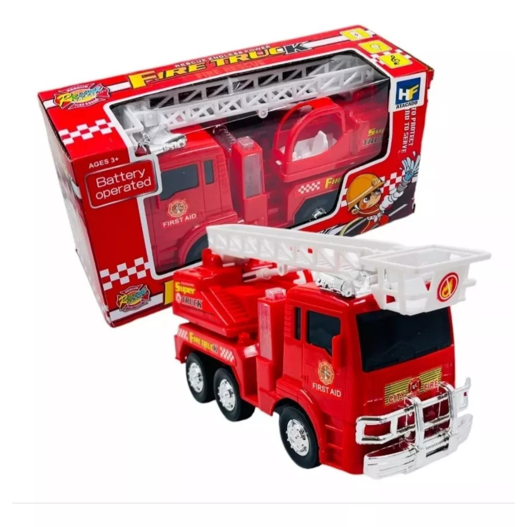 Carrinho Bombeiro Infantil Caminhão Com Luz E Som Movimento | Shopee Brasil