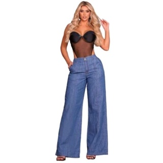 Calça Jeans Feminina Wide Leg Pantalona Moda Feminina Jeans