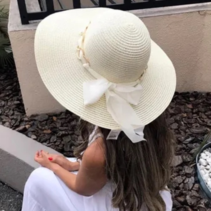 Chapéu Primavera Verão Moda Praia Feminino Casual Boné Aba Longa