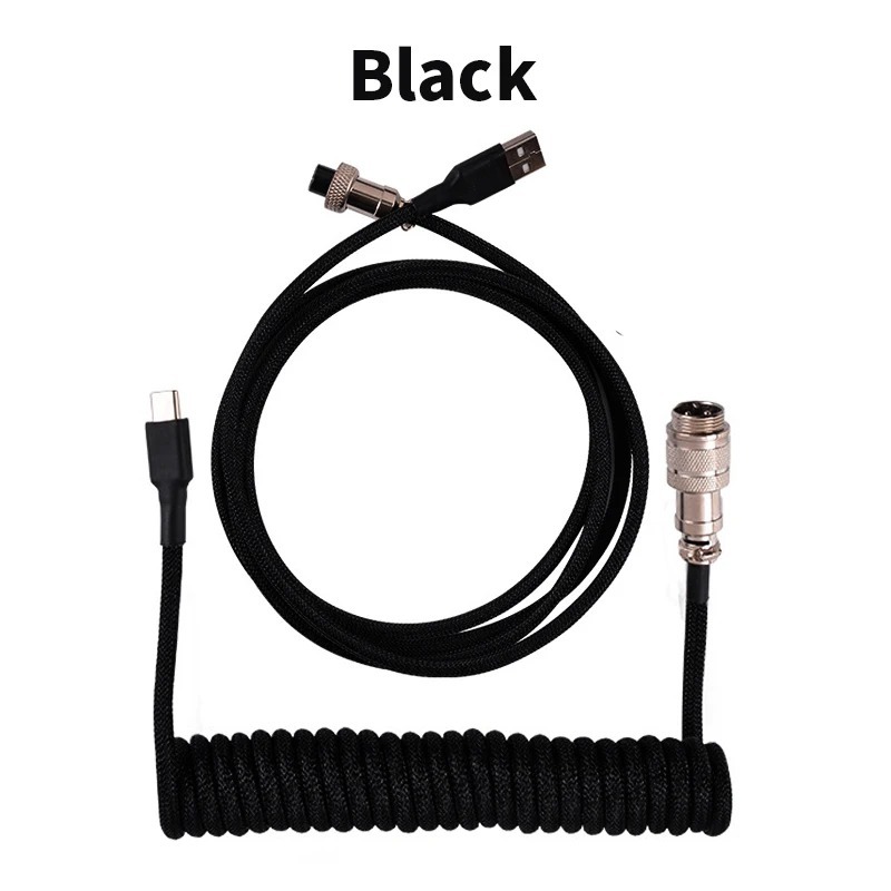 Cabo coiled USB tipo C para teclado mecânico enrolado, 3M, aviador