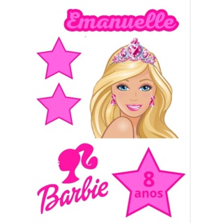 Topper Barbie Personalizado Com Nome E Idade Em Camadas