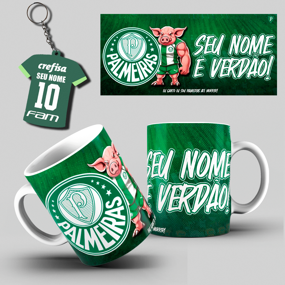 Caneca do Palmeiras Personalizada Com Seu Nome + Chaveiro Com Nome ...