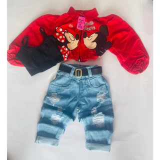 Conjunto infantil blogueirinha Minnie menina 4 peças