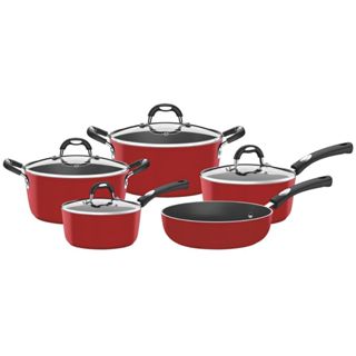 Jogo de Panelas Tramontina Mônaco em Alumínio com Revestimento Interno em Starflon Premium e Externo Siliconado Vermelho 05 Peças