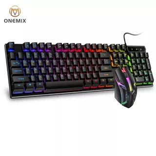 Kit Teclado Semi Mecânico + Mouse Gamer 3200dpi Rgb Led M300