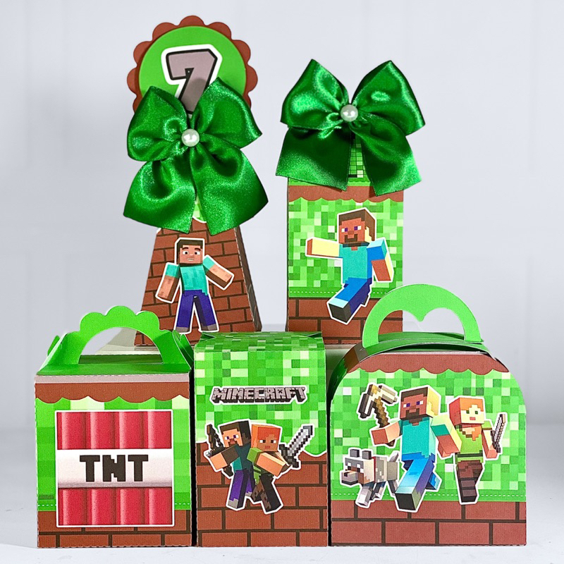 Kit Personalizados Minecraft / Mimos de Aniversário Lembrancinhas Caixinhas Personalizadas Kit Festa
