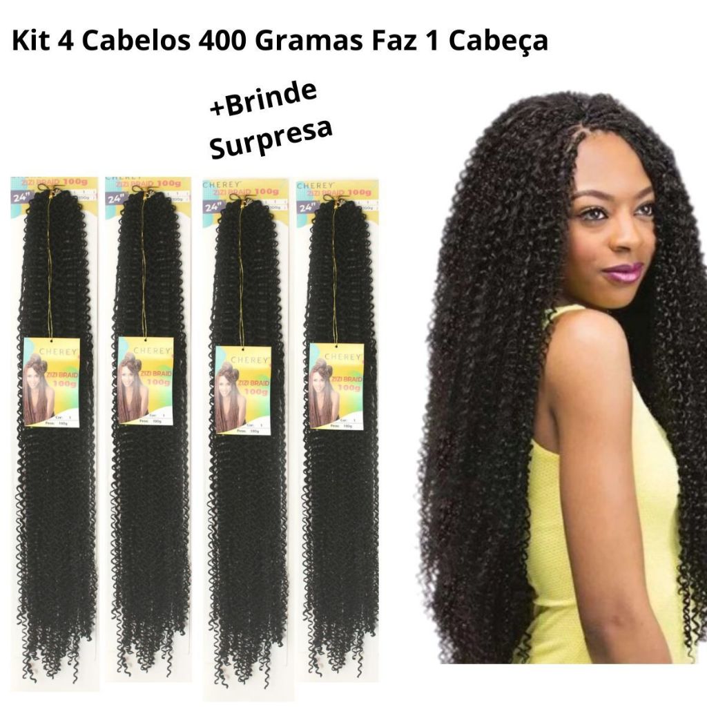 KIT 4 CABELO MIOJINHO KANEKALON MICRO ZIZI TRANÇADO 60 Cm (ENVIO