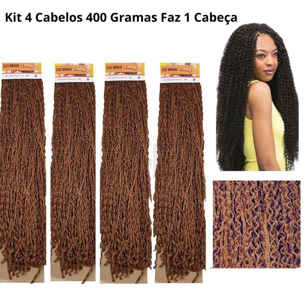 KIT 4 CABELO MIOJINHO KANEKALON MICRO ZIZI TRANÇADO 60 Cm (ENVIO